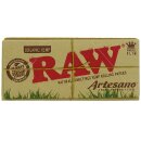 RAW Organic Artesano KS Slim, 15 Hefte je 32 Blatt + Tips + Drehunterlage