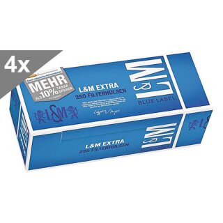 L&M Extra Blue Label, 250 Hülsen, 4er Gebinde