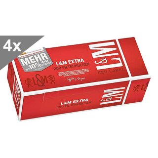 L&M Extra Red Label, 250 Hülsen, 4er Gebinde
