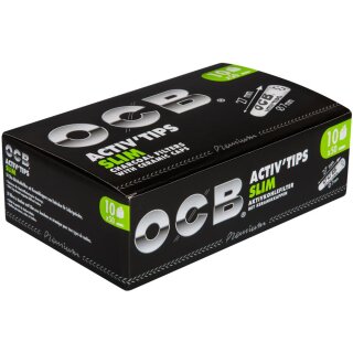 OCB Activ Tips Slim Aktivkohle-Filter 7mm, 50 Stück