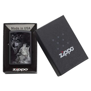 Zippo Feuerzeug - Wolf / Black Matte