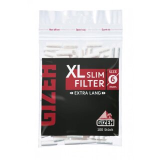 Gizeh XL Slim Filter Extra Lang (6mm), 100 Filter 1 Beutel