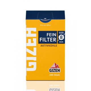 Gizeh Feinfilter Aktivkohle 8mm, 100 Filter 5 Pack