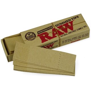 Raw Filter Tips ungebleicht gummiert 1x Heftchen je 33 Blatt Grow 