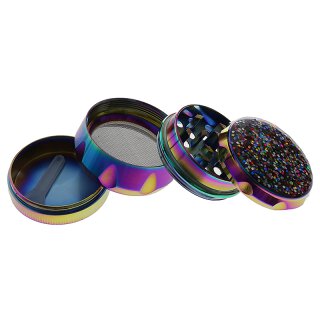 Grinder Konfetti Glitter Metall, 4-tlg.; regenbogenfarbig; 44 mm x 34 mm
