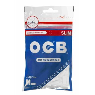 OCB Filter Slim 6mm mit Klebestreifen, 10 Beutel je 120 Filter